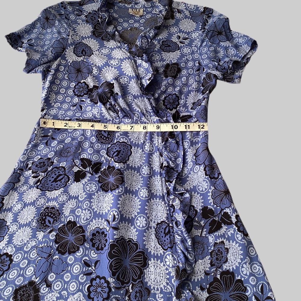 ‼️SOLD‼️ Vtg 90s ULF ANDERSSON rayon crepe Y2K print Blue novelty dress Small. - Picture 13 of 14